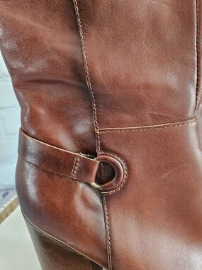Kork-Ease Cognac/Chestnut Brown Leather Over-the-Knee Block Heel Boots - OTK